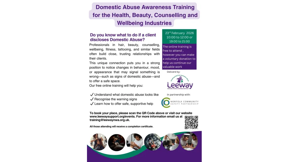 Domestic Abuse Awareness Training for Health, Beauty, Counselling and Wellbeing Industries